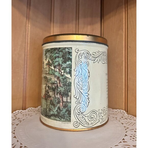 Vintage Currier & Ives Tin Canister Home of Washington Biscuit Tin Decorative - Picture 4 of 6